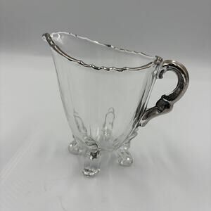 New Martinsville Glass No. 42 Creamer Silver Plated Handle Rim